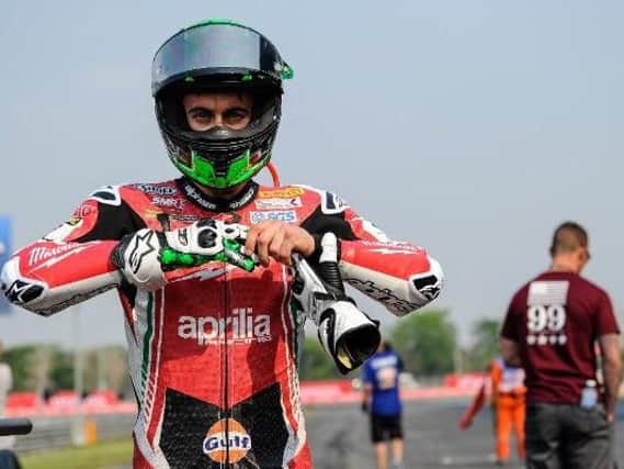 Eugene Laverty was injured in race two in the Thai round of the World Superbike Championship on Sunday.