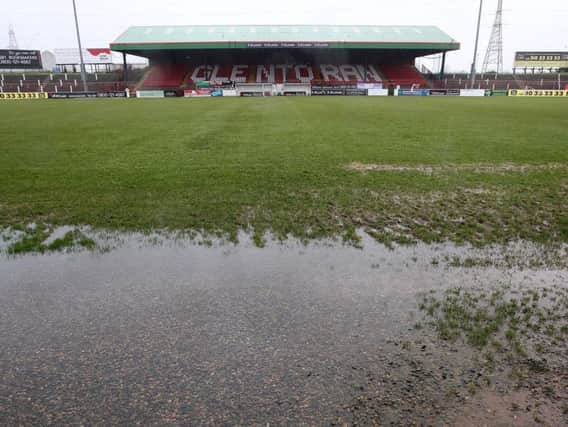 A library picture of a waterlogged Oval pitch