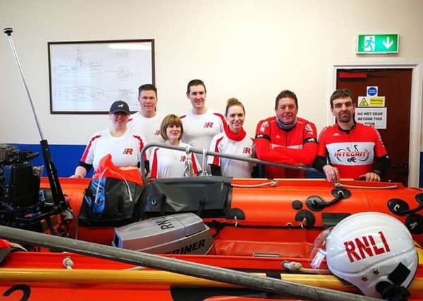 Lydia, Sharon, Janice, Gavin, Peter, Simon and Matthew pictured at the Larne RNLI Station.