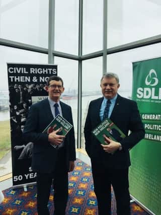 Carntogher Cllr Martin Kearney and Patsy McGlone MLA at the SDLP Conference on Saturday April 7.