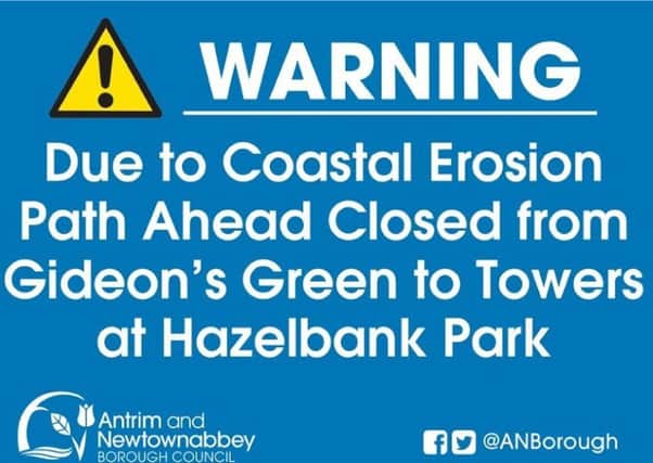 A section of path is closed due to coastal erosion.