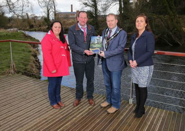 Patricia Sands, Vice Chair of Gilford Forum; Chairman of the SOAR LAG, Cllr Gordon Kennedy; Lord Mayor Alderman Gareth Wilson and Elaine Cullen (Rural Programme Manager) Picture: Philip Magowan