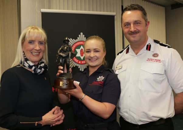 Trainee Firefighter Control Operator, Claire Costello from Dromore was awarded Top Trainee at the Northern Ireland Fire & Rescue Service Regional Control Centre Graduation Ceremony.