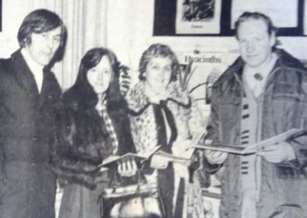 Mr and Mrs Bell and Mr and Mrs Friers at Brownlee Primary School open night in 1980.