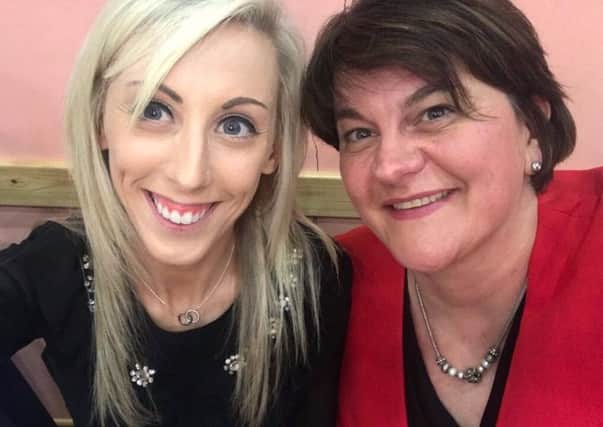 The picture posted on Twitter by Arlene Foster (right) from Friday evening