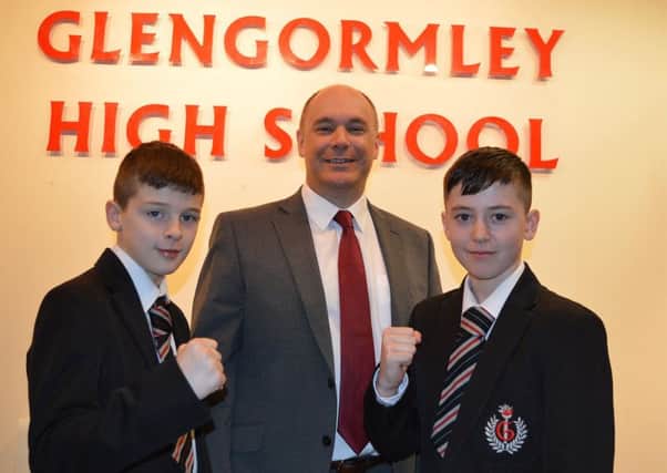 Kyle and Jude pictured with Principal Mr Massey.