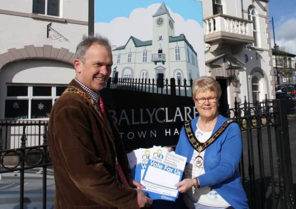 The Deputy Mayor of Antrim and Newtownabbey, Cllr Vera McWilliam launched this years Ballyclare Business Awards with David Reade, President of the Ballyclare Chamber of Trade and Commerce.