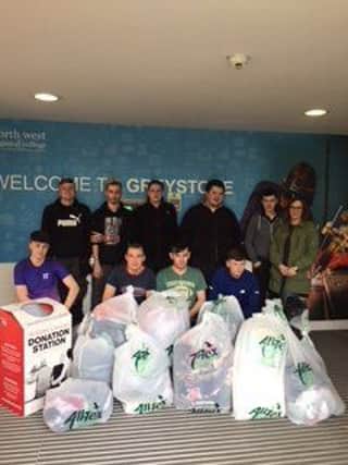 Skills for Work students at NWRC Greystone Limavady who collected clothes for Action Cancer as part of their Citizenship class.