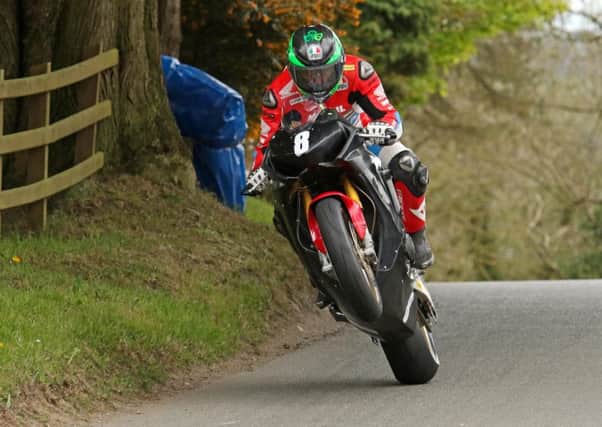 Guy Martin on the Honda Racing Fireblade at the Cookstown 100 in 2017.