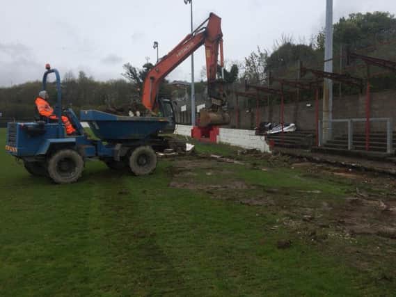 The diggers arrived at Inver Park yesterday as work began on the installation of the new artificial pitch and floodlights.