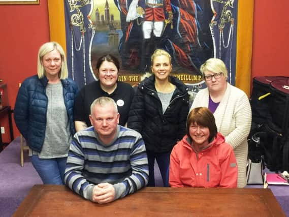 Broughshane Community Playpark Association, front, Michael Price chairperson and Cherith Andrews, deputy chairperson; back, Jacqueline Elliott, Caroline Speirs, Julie Mitchell and Mandy Lynn, officers.
