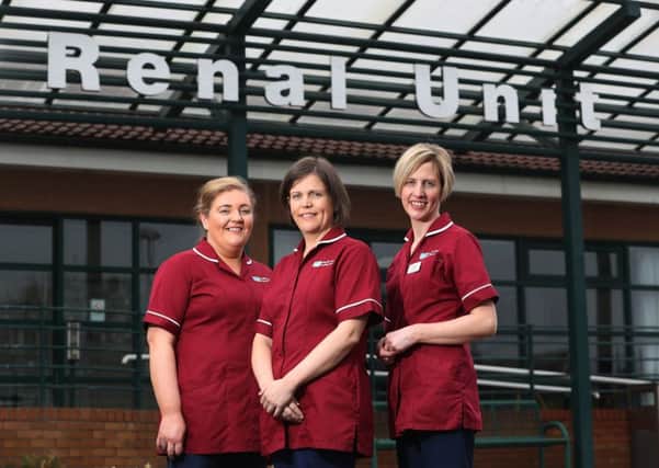 Home Therapies Nurse's Caroline McCloskey, Alison Cairns and Bridgeen Canning pictured at Altnagelvin Renal Unit, Derry.pictured at Altnagelvin Renal Unit, Derry. Photo by William Cherry/Presseye