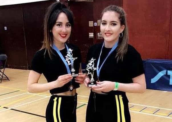 Broughshane Youth Dancers Ciara McLaughlin and Tori McConnell who scooped up second place in the streetdance duo section with their hip hop medley  at the CDFNI (Cheer and Dance Federation NI) competition.