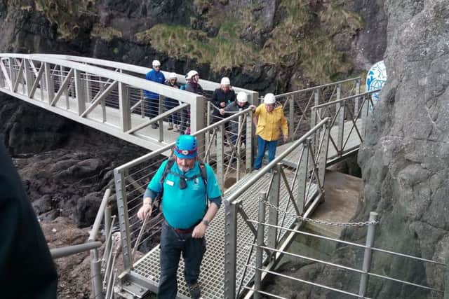 A tour group at the Gobbins.