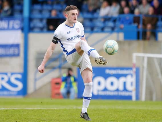 Coleraine's Stephen O'Donnell in action against Glenavon.