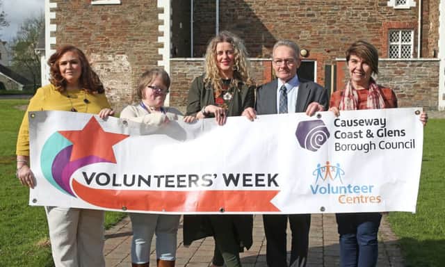 Pictured at the launch of the Volunteers Week celebration which will be held in Portrush on Thursday, June 7 are Ashleen Schenning from Limavady Volunteer Centre, Allie McIlmoyle, Volunteer with Limavady Community Development Initiative, Catherine Farrimond, Causeway Coast and Glens Borough Council Community Development Officer, Councillor Boyd Douglas and Mary McNickle from Causeway Volunteer Centre.