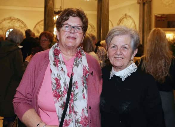 Pictured at the launch at Belfast City Hall are volunteers from the Banbridge War on Want NI shop, Marian McGivern and Patricia Donaghy.