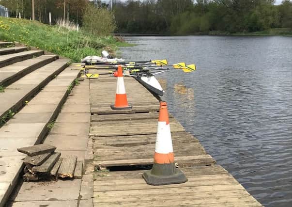 Damage caused to the jetty at Portadown Boat Club.