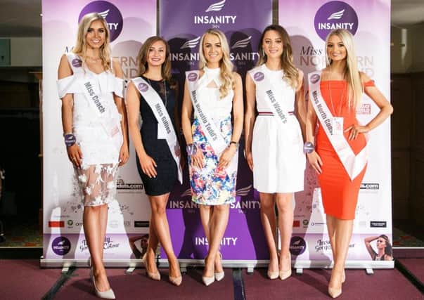 Pictured at the Insanity Tan Miss Northern Ireland bootcamp, from left to right, are local girls Rebecca Barnes (Miss Banbridge), Megan Walker (Miss Gillies), Katharine Walker (Miss Horatio Todd's), Yasmin Graham (Miss Walsh's) and Megan Morgan (Miss North Coast).