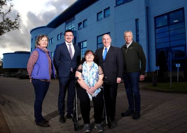 Pictured (l-r) are Sally Burch, Councillor Scott Carson, Chairman of the council's Corporate Services Committee, Shauna McCausland, Alderman William Leathem and Tim Burch.