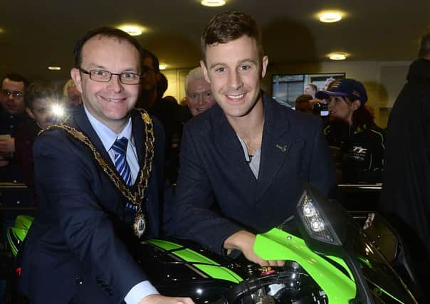 Jonathan Rea with Cllr Paul Hamill. Picture By: Arthur Allison/Pacemaker Press
