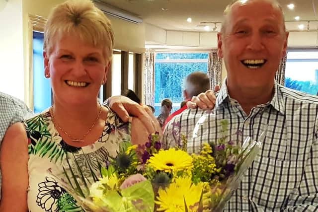 Catering duo Angeline and Andy McWilliams at their retirement party in Carrickfegus Golf Club after almost 20 years of service.