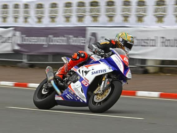 Peter Hickman won the Superstock race on Thursday at the North West 200 on the Smiths BMW.