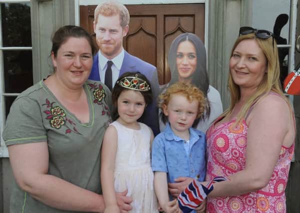 Julie McKee and her children Emily and Thomas and her sister Jill pictured at a Childrens Fun Day at Hillsborough Fort on Saturday 19th May to celebrate the Marriage of Prince Harry to Meghan Markle.