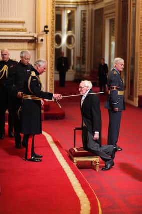 Sir William Wright is made a Knight Bachelor of the British Empire by the Prince of Wales at Buckingham Palace.  Picture: Yui Mok/PA Wire