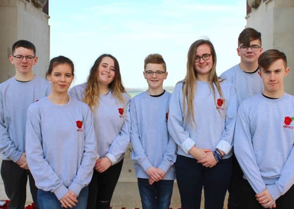 The Newtownabbey Cadets are pictured paying their respects at the Thiepval Memorial.