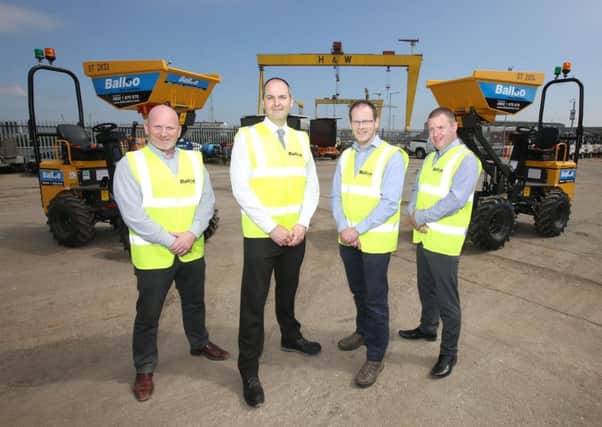 Balloo Hire General Manager Mark Grundy (second from left) with the senior management team announcing the Â£10m investment.