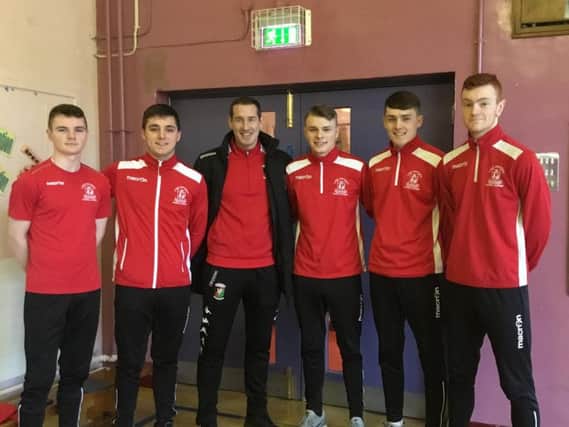 Some of the young athletes enrolled in Larne High Schools Football Academy - the pupils are from all over the East Antrim and greater Belfast area.