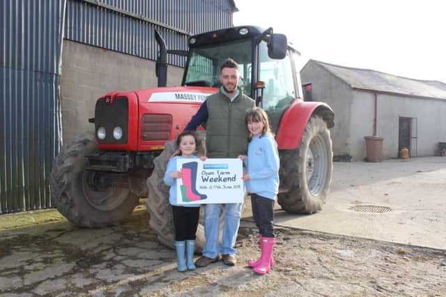 Geoffrey Ringland and his daughters Vanessa and Eva promote Churchviews Farm participation in Bank of Ireland Open Farm Weekend.  The goat farm is based at 17 Kilkinamurray Road, Ballyward, Co Down,   will be open on Saturday, June 16, from 11am to 6pm. Visitors will be able to meet the goats and view a display of tractors, machinery and lorries. There will also be special activities for children.