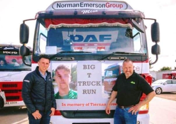 Stefan Green and his father Stephen who are organising a Big T Truck Run in memory of their brother and son Tiernan who passed away last year after suffering an asthma attack