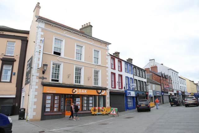 The scene of a fire which took place after a wheelie bin was set alight and placed against the shutters of a business and residential premises in the Market Place area of Carrickfergus.

Picture: Philip Magowan / PressEye