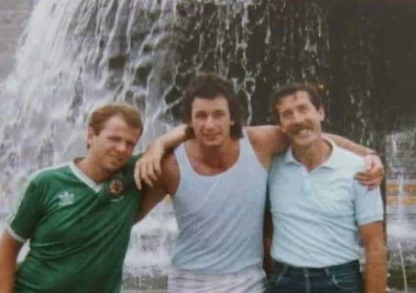 Main image: Davy Wilson (on the left) is with his cousin Mark Suffern (centre) and friend John McGimpsey in Guadalajara