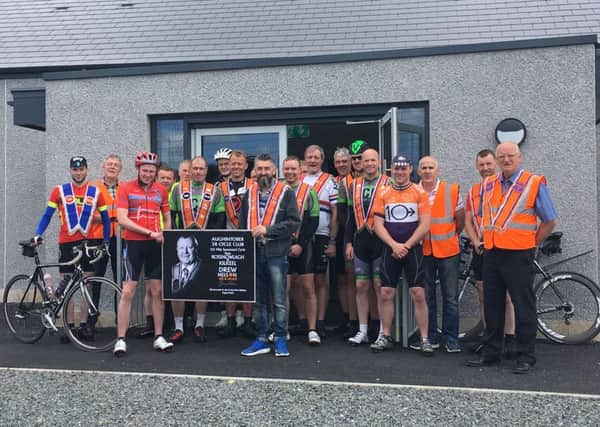 Orangemen who took part in the cross-border cycle from Rossnowlagh to Kilkeel in aid of the Drew Nelson legacy project