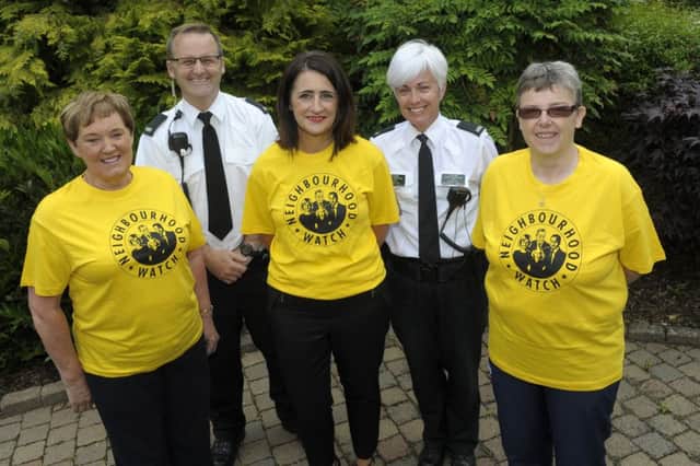 Pictured at the launch of Neighbourhood Watch Week is Chair of PCSP Maire Cairns, Cons. Conrad Heaney, Annette Blaney, PCSP Project Coordinator, Cons. Pamela McElhinney and Ally Gordon.