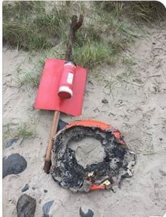 One of the destroyed life-saving pieces of equipment at Runkerry Beach.