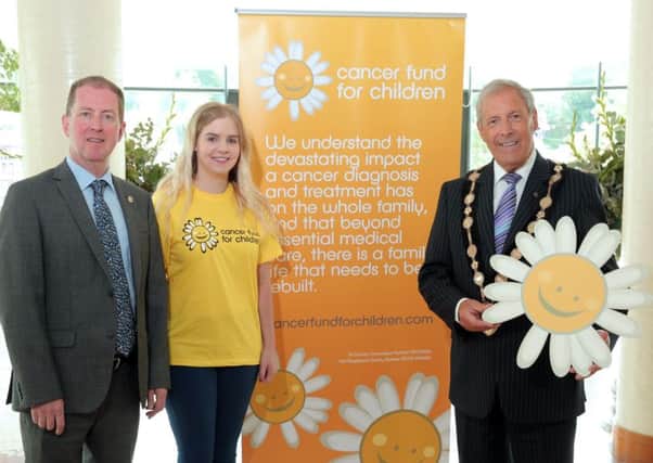Pictured launching his Mayoral Charity for the year, Cancer Fund for Children is Councillor Uel Mackin, Mayor of Lisburn & Castlereagh; Lauren Cunningham, Corporate Fundraiser, Cancer Fund for Children and Kevin McVeigh, Board Member of Cancer Fund for Children.