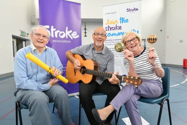 From left, Burton Allen, stroke survivor, Ian McMaster, Singing for Stroke trainer and Ruth Adair, stroke survivor.