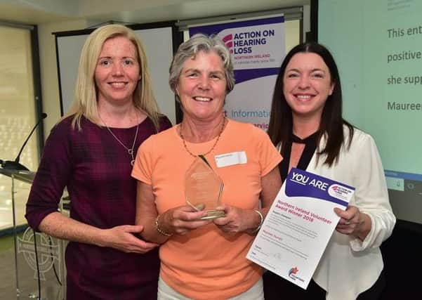 Mariette Mulvenna, Team Leader for the Befriending Service, Maureen Hurrell, and Jackie White, Director at Action on Hearing Loss Northern Ireland