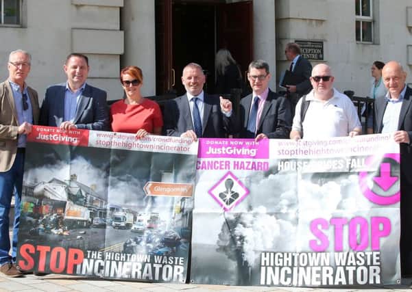 Anti-incinerator campaign group NoArc21 outside the High Court in Belfast