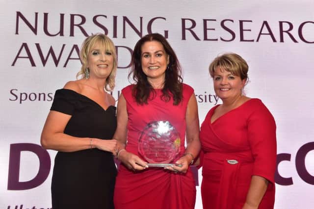 Pictured (L-R) are: Professor Sonja McIlfatrick, Ulster University, Donna McConnell, winner of the Nursing Research Award and Janice Smyth, Director of the RCN in Northern Ireland.