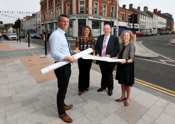 Alderman William Leathem, Chairman of the Council's Development Committee is pictured with Louise Warde Hunter, Deputy Secretary at the Department for Communities; Enda Shields from FP McCanns, the contractor appointed for the Lisburn Linkages project; and Ciara Lappin from Dorans Consultants.