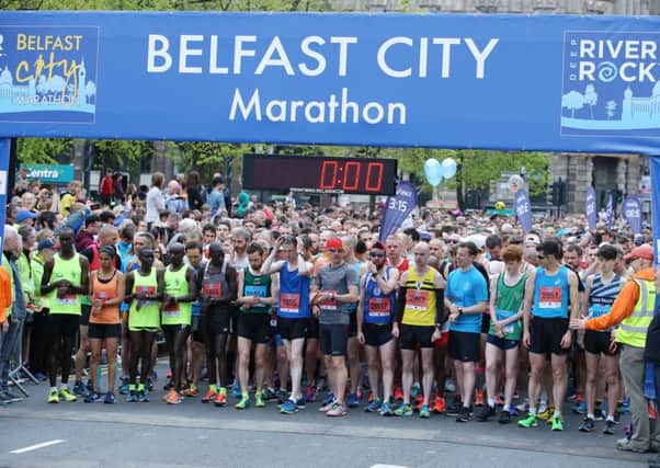 Runners pictured at the start of this year's Belfast City Marathon.