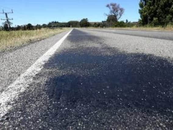 It's so hot the tar is melting on some roads
