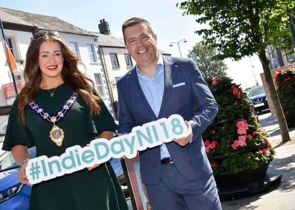 Mayor of Mid and East Antrim Lindsay Millar with Glyn Roberts, CEO Retail NI