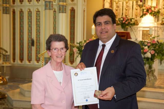 Sr Anne McWilliams of St Malachys, Coleraine with International President of the Society of St Vincent de Paul (SVP), Renato Lima-de-Oliveira.