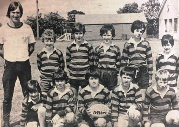 Friends School mini rugby team came second in a tournament at Lisburn Rugby Club in 1980.